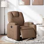 Fotoliu rabatabil electric, maro, material textil GartenMobel Dekor