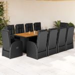 Set mobilier de exterior cu perne, 11 piese, negru, poliratan GartenMobel Dekor