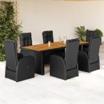Set mobilier de grădină cu perne, 7 piese, negru, poliratan GartenMobel Dekor