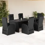 Set mobilier de grădină cu perne, 7 piese, negru, poliratan GartenMobel Dekor