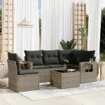 Set mobilier grădină cu perne, 6 piese, gri, poliratan GartenMobel Dekor