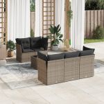 Set mobilier grădină cu perne, 6 piese, gri, poliratan GartenMobel Dekor