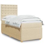 Pat box spring cu saltea, crem, 90x190 cm, textil GartenMobel Dekor