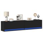 Dulap TV de perete cu lumini LED, negru, 180x31x38 cm GartenMobel Dekor