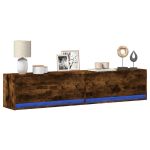 Dulap TV de perete cu lumini LED, stejar fumuriu, 180x31x38 cm GartenMobel Dekor