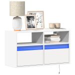 Comodă TV de perete cu lumini LED, alb, 80x31x45 cm GartenMobel Dekor