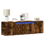 Comodă TV perete cu lumini LED, stejar fumuriu, 135x31x39,5 cm GartenMobel Dekor