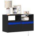 Dulap TV de perete cu lumini LED negru 80x31x45 cm GartenMobel Dekor