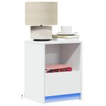 Noptiere cu lumini LED, 2 buc., alb, lemn prelucrat GartenMobel Dekor