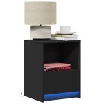 Noptiere cu lumini LED, 2 buc., negru, lemn prelucrat GartenMobel Dekor
