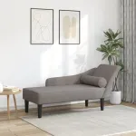Șezlong cu perne, gri taupe, material textil GartenMobel Dekor