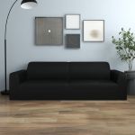 Husă elastică pentru canapea cu 3 locuri poliester jersey negru GartenMobel Dekor
