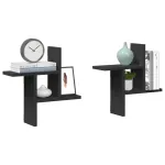 Rafturi de perete, 2 buc., negru, 38x12x38 cm, lemn prelucrat GartenMobel Dekor
