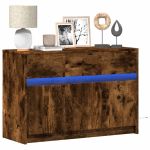 Dulap TV cu LED, stejar fumuriu, 91x34x61 cm, lemn prelucrat GartenMobel Dekor