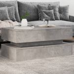 Măsuță de cafea cu lumini LED, gri beton, 90x50x40 cm GartenMobel Dekor