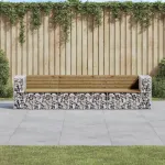 Bancă grădină design gabion, 287x71x65,5 cm, lemn pin impregnat GartenMobel Dekor
