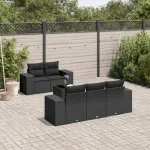 Set mobilier de grădină cu perne, 6 piese, negru, poliratan GartenMobel Dekor