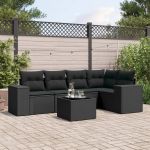 Set mobilier de grădină cu perne, 6 piese, negru, poliratan GartenMobel Dekor