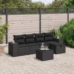 Set mobilier de grădină cu perne, 6 piese, negru, poliratan GartenMobel Dekor