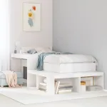 Noptieră cu birou, alb, 222x107x75 cm lemn masiv de pin GartenMobel Dekor