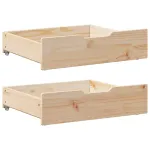 Sertare de pat cu roți, 2 buc., 75x55x16 cm, lemn masiv de pin GartenMobel Dekor