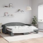 Pat de zi cu extensie, gri închis, 80x200 cm, textil GartenMobel Dekor