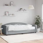 Pat de zi cu saltea, gri deschis, 100x200 cm, textil GartenMobel Dekor