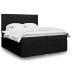 Pat box spring cu saltea, negru, 200x200 cm, textil GartenMobel Dekor