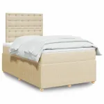 Pat continental cu saltea, crem, 120x190 cm, textil GartenMobel Dekor