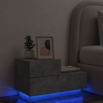 Noptieră cu lumini LED, gri beton, 70x36x40,5 cm GartenMobel Dekor