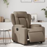 Fotoliu rabatabil electric, cappuccino, piele ecologică GartenMobel Dekor
