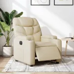 Fotoliu rabatabil electric, crem, material textil GartenMobel Dekor