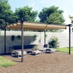 Pavilion de grădină, acoperiș retractabil, gri taupe, 4x3 m GartenMobel Dekor