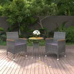 Set mobilier de grădină, 3 piese, gri, poliratan GartenMobel Dekor