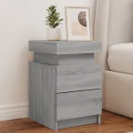 Noptieră cu lumini LED, gri sonoma, 35x39x55 cm GartenMobel Dekor