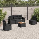 Set mobilier de grădină cu perne, 6 piese, negru, poliratan GartenMobel Dekor
