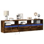 Dulap TV de perete cu lumini LED, stejar fumuriu, 180x31x45 cm GartenMobel Dekor