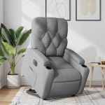 Fotoliu electric rabatabil cu ridicare, gri deschis, textil GartenMobel Dekor