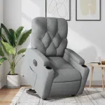 Fotoliu electric rabatabil cu ridicare, gri deschis, textil GartenMobel Dekor