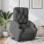 Fotoliu electric rabatabil cu ridicare, gri închis, textil GartenMobel Dekor