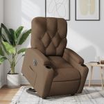 Fotoliu electric rabatabil cu ridicare, maro, textil GartenMobel Dekor