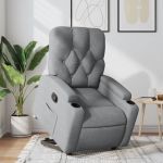 Fotoliu rabatabil cu ridicare, gri deschis, material textil GartenMobel Dekor