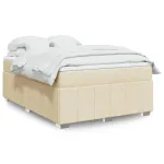 Pat continental cu saltea, crem, 140x200 cm, material textil GartenMobel Dekor