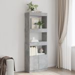 Dulap înalt, gri beton, 63x33x180 cm, lemn prelucrat GartenMobel Dekor