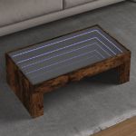 Măsuță de cafea cu LED infinity, stejar fumuriu, 90x50x30 cm GartenMobel Dekor