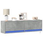 Comodă TV de perete cu lumini LED, gri beton, 140x31x38 cm GartenMobel Dekor