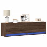 Comodă TV de perete cu lumini LED, stejar maro, 140x31x38 cm GartenMobel Dekor
