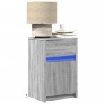 Noptiere cu lumini LED, 2 buc., sonoma gri, lemn prelucrat GartenMobel Dekor