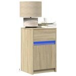Noptiere cu lumini LED, 2 buc., stejar sonoma, lemn prelucrat GartenMobel Dekor