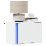 Noptiere montate pe perete cu lumini LED, 2 buc., alb GartenMobel Dekor